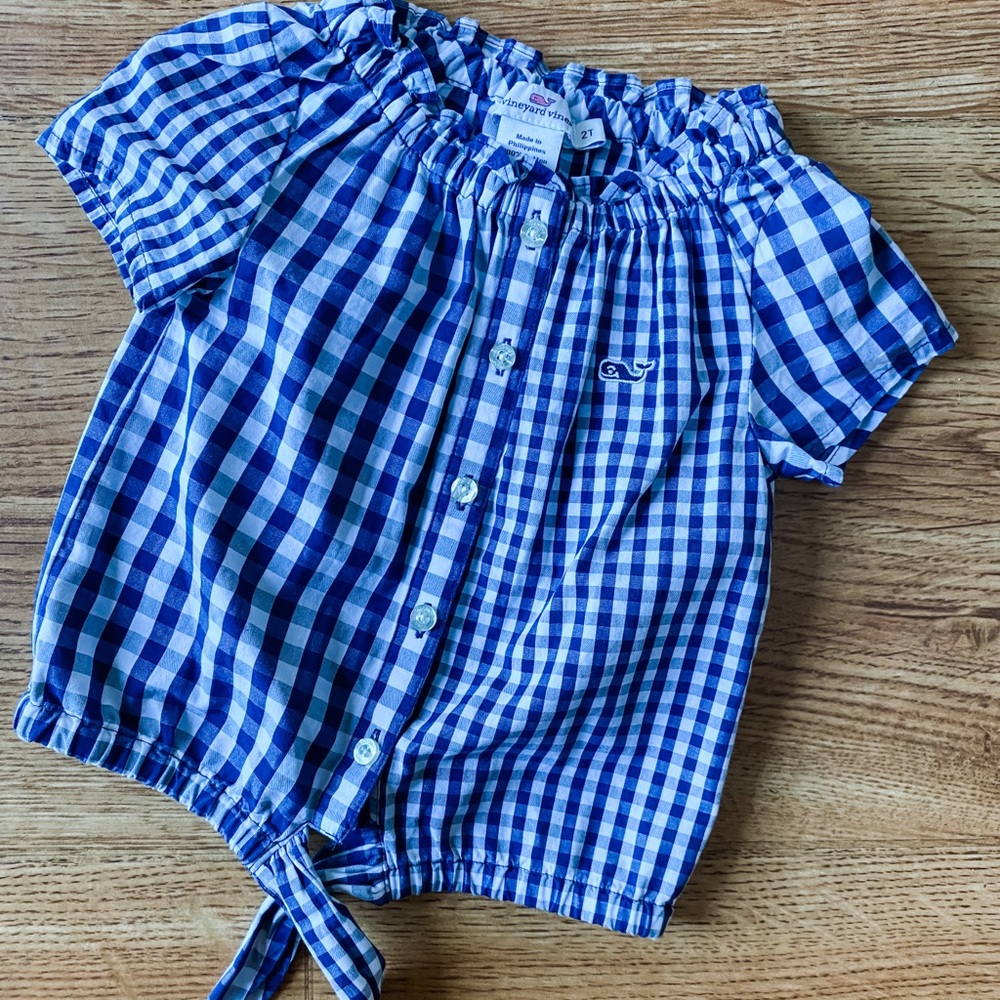 VINEYARD VINES Gingham Tie Top